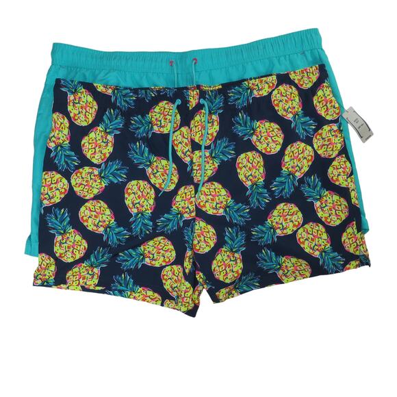 2 George Teal and Vibrant Pineapple Stretch Swim Trunk Set 3XL - Picture 2 of 9